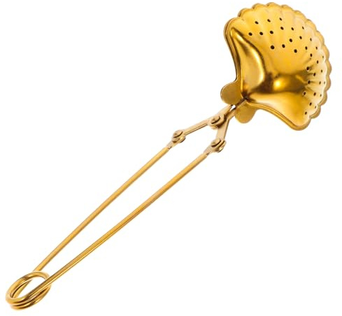 Toyvian Cuillère à Thé Infuseur en Acier Inoxydable 304 Longue Chaîne Dorée Boule à Thé Passoire Fine Réutilisable pour Maison Bureau et Voyage Pratique