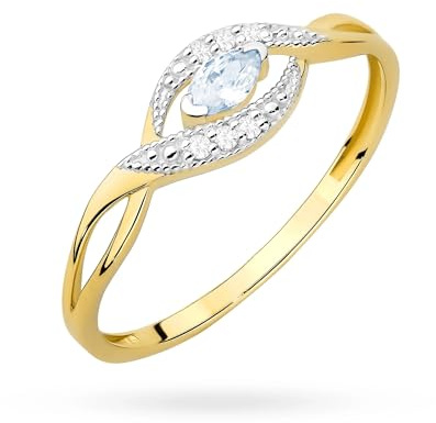 MARKO Edler Damenring aus 333 (8 Karat) Gold mit farbigen Mittelsteinen – Funkelnder Echtgold Vorsteckring/Verlobungsring