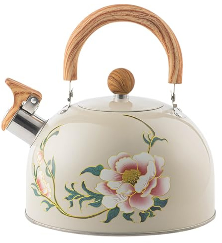 Alipis Bouilloire Sifflante pour Cuisinière à Gaz 3L en Acier Inoxydable Poignée Ergonomique Bouilloire de Camping Portable Théière Vintage pour Usage Extérieur et Randonnée