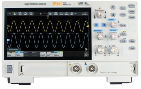 100MHz Digital Oscilloscope, 12Bit 2 Channel with FFT Spectrum Analyzer Protocol Analyzer Frequency Counter and Voltmeter 5in1 Portable Oscilloscope Multimeter for Professional Use