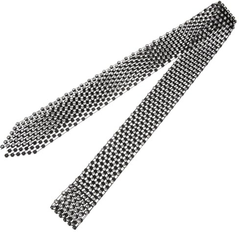 Ciieeo Strass Krawatte Damen Pailletten Halstuch mit Verstellbarem Band Leichte Glitzer Brosche für Tanz und Party Schwarz mit Weißen Kristallen