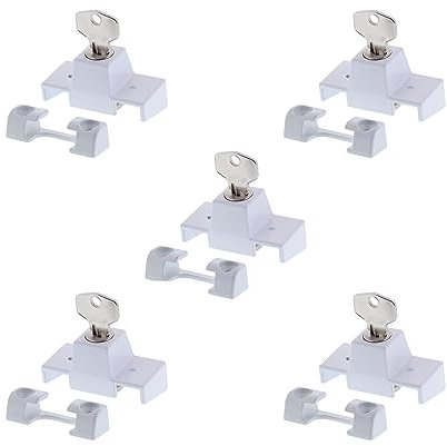 5 X SIEGENIA 880906 Sicherheitsfenster Schlösser / Riegelschlüssel!!! 5 Stück Top Qualität Sicherheitsschlösser zum Schutz der Kinder zum Öffnen des Fensters!!! Mit 4 Schrauben!!!