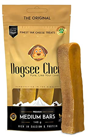 Dogsee Chew Natural Cheese Bars for Dogs - 140g (2 Medium Chews) | Himalayan Yak Cheese Dog Sticks, Protein & Calcium Rich | Long Chewing Fun & Odor Free Dental Care | Healthy & Delicious Treats