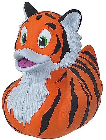Wild Republic Rubber Duck Tigre, Canard en Caoutchouc, Jouet de Bain, Idée Cadeau pour Bébé, Canard en Plastique, Super Cadeau pour Les Enfants et Les Adultes, 10 cm, 4