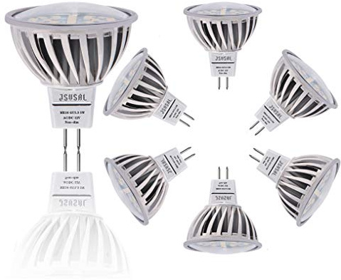JSVSAL (6-Pack Not Dimmable MR16 GU5.3 LED Bulbs 50W Halogen Equivalent, 650lm, 4000K Natural White, 5W DC/AC 12V 120 Degree Wide Beam Floodlight Bulb for Indoor/Outdoor Landscape Track Bulbs