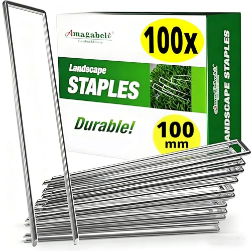 AMAGABELI GARDEN & HOME 100 Erdanker Bodenanker Unkrautvlies Anti-Rost Stück Aus Gehärtetem 100 MM Durchmesser Stahl Erdanker Verzinkt Premium - U-förmig Bodenanker Unkrautvlies Gartenvlies Heringe