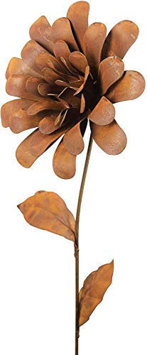 Bornhöft Gartenstecker Blume Metall Rost Gartendeko Edelrost Dahlie Garten Deko Dekoration 116cm Rost