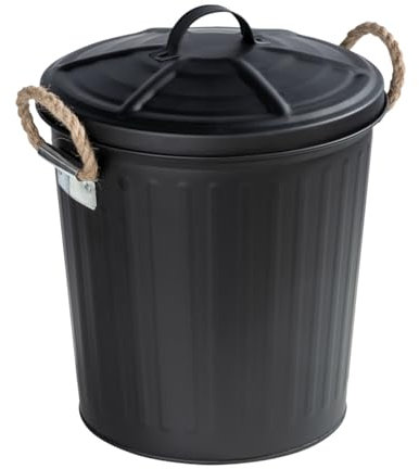 WENKO Cubo de cosmética Gara negro mate 6 ltr. - Cubo de la basura Capacidad: 6 l, Acero, 24 x 28.5 x 23 cm, Negro