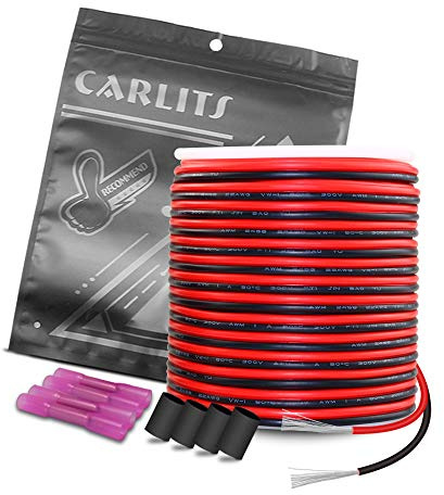 CARLITS 22AWG 30m 2x0.32mm² Rallonge Câble Fil Cordon Cuivre Étamé 22 Gauge 2 Câble De Connexion Fil Électrique 12V 24V DC pour Bandes Led Couleur Unique 3528 5050 2835