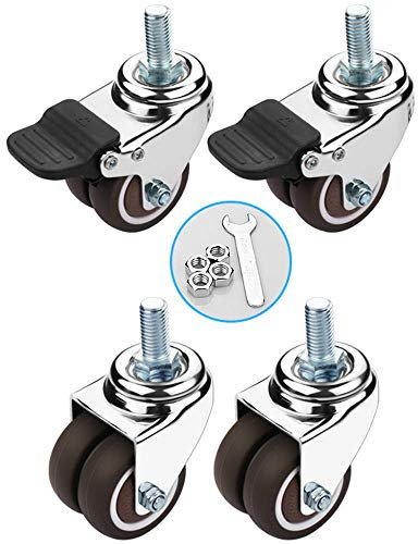 XBSLJ Lenkrollen für Möbel X4 Hochleistungs-Lenkrollen, Gummi-Doppelrollen, geräuschlose Möbelrollen, industrielle verschleißfeste Rollen, Schrauben & Phi; 10 * 25/12 * 25 mm