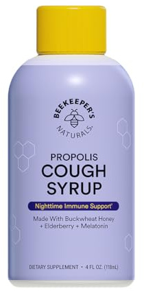 BEEKEEPER’S NATURALS B.Better Nighttime Cough Syrup for Adults - Elderberry Extract, Bee Propolis Extract, Buckwheat Honey - Immune Support, 4 oz