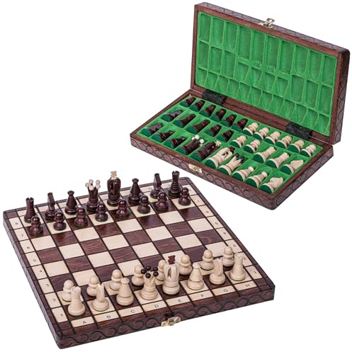 Square - Schach Schachspiel - Club Mini - 34 x 34 cm - Schachfiguren & Schachbrett aus Holz