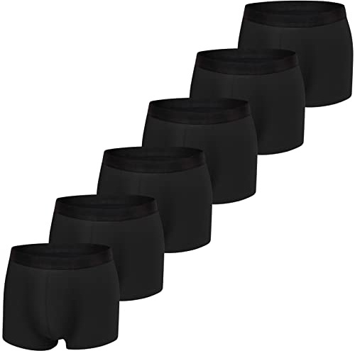 JIATAOBAO Boxer Shorts Mens (Pack of 6), Cotton Fitted Underwear Retro Trunks Breathable Briefs, Suitable For Leisure, Sports And Business, S, M, L, XL, XXL (M, Black×6)