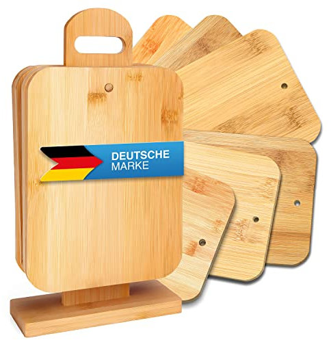 Tabla de desayuno de bambú Juego de 6 piezas Tablas de cortar Tablas de servir Tabla de cocina Tabla de pan; respetuosa con las cuchillas, antibacteriana