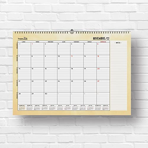 Monatlicher Wandplaner 2023 | HappyMots | 32 x 47 cm | 16 Monate - September 2022 bis Dezember 2023 | Platz zum Schreiben und Notieren | Praktisch und motivierend | Monatskalender Wandkalender
