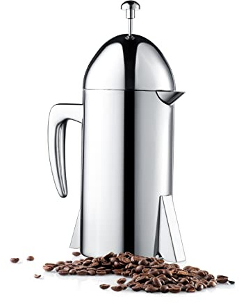 Francois et Mimi Custom-Style Double Wall French Coffee Press, 34-Ounce, Stainless Steel (Retro)