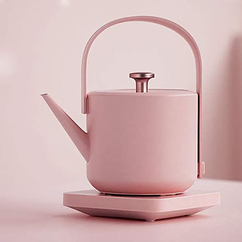 oUyOo Bollitore Elettrico retrò, Teiera per Uso Domestico in Acciaio Inossidabile Bollitore Elettrico Commerciale Bollitore per Acqua Bella Teiera 600 Ml, 1200 W,Rosa