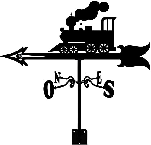 AMITVA Weathervane Train Art Decor Weather Vane Stainless Steel Durable Wind Vane Measuring Tools Wind Direction Indicator for Garden Patio Yard Ornament Decoration