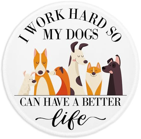 YAZMEEN Funny Dogs Mousepad, Office Gifts Mouse Mat with Stitched Edge Non-Slip Rubber Base, Cute Round Mouse Pads for Desk, Home Office Decor Computer Desk Accessories, Dog Lovers Gift Mousepad