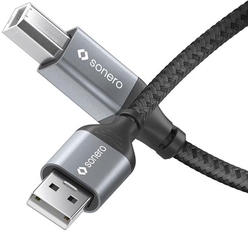 Sonero® USB 2.0 Kabel, Verbindungskabel, Druckerkabel, A-Stecker auf B-Stecker, 480 MB/s, space grey/schwarz, 1,50m