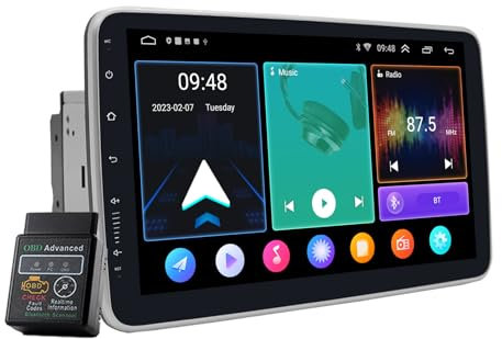 10.1Android 12 Car Stereo Bluetooth Double Din Apple CarPlay DAB with Sat Nav Car Radio GPS Sat Nav Bluetooth Car Multimedia Player FM/AM Radio WiFi (2GB RAM+32GB ROM)