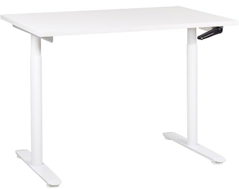 Beliani Höhenverstellbarer Schreibtisch mit Kurbel weiß 120x72 cm DESTINAS