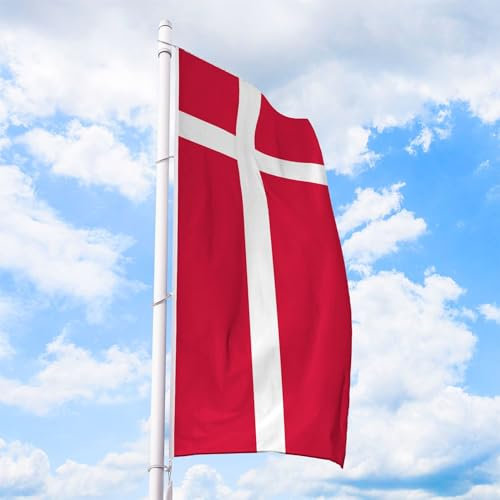 Dänemark Flagge 150 x 600 cm - für Fahnenmast, Dänemarkfahne aus reißfestem Fahnen-Polyester-Stoff, Hissfahne Hochformat wetterfest und UV-beständig