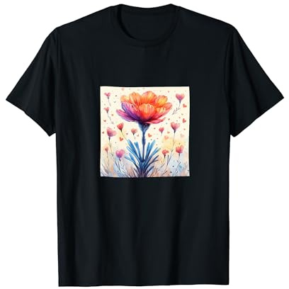 Fleurs de cyclamen avec cœurs autour du graphisme bohème T-Shirt