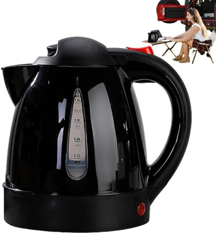 Hervidor de Agua para Coche, Caldera de Agua para Hervidor de Coche 12V - Tanque interior de acero inoxidable, Hervidor eléctrico de viaje para automóvil 1L | Botella del calentador de agua del apagad
