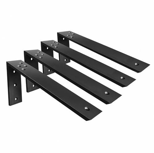 Arbeitsplatten-Halterungen, L-Form, 50,8 x 20,3 x 6,3 cm, strapazierfähig, 0,95 cm dick, Metallkorbeln, L-förmige Halterung für Holzregale, Quarz, Granit, Beton, Arbeitsplatten, 4 Stück
