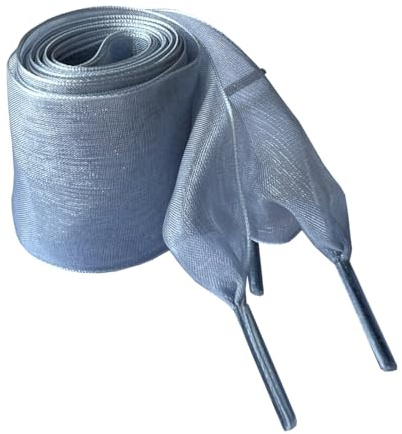 BupiMufi 4 cm breda skosnören av organza, tyllband, chiffong, skoband, satinband, snören för kvinnor, 120–140 cm, GRÅ, 140