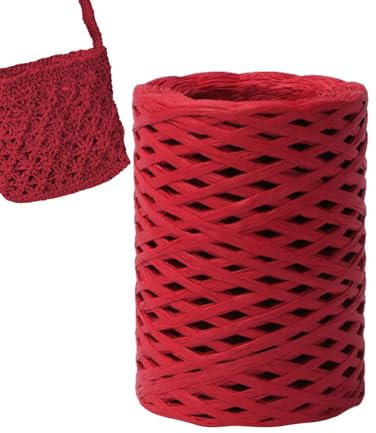 Naturbast Rot Raffia Papierschnur Raffia Papierschnur Bast Papierband Natürliches Bastband | Papierbastband - Raffia-Papierbänder Zum Basteln, Meter Bast-Garn Zum Häkeln