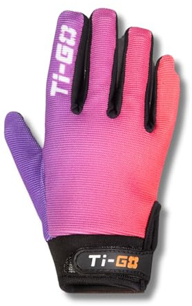 Ti-GO Kids Long Finger Riding Gloves - Anti-Slip Cycling Glove for Children - Padded Grip, Velcro Closure - Toddler Sports Accessories and Outdoor Safety Gear - Pair Youth Medium Punchy Pink
