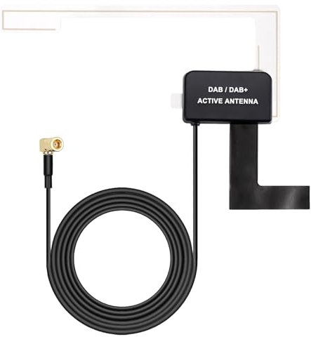 Antenna DAB per Auto con Connettore SMB, Antenna DAB per Autoradio Adesiva per Finestrino, Cavo 3 Metri, Compatibile con Radio Digitali Pioneer, Kenwood, JVC, Alpine - Migliora la Ricezione Radio (A)