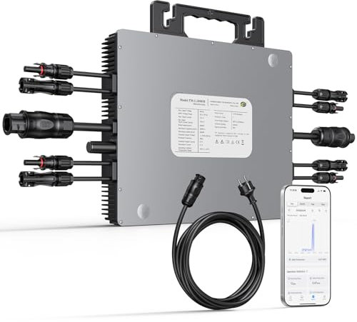 BATENORY Wechselrichter 2000W mit WLAN & App, 4X MPPT 99.5% Tracking 800W-2000W Solar Wechselrichter mit IP67 Wasserdichter Mikrowechselrichter für Balkonkraftwerk, Inverter mit 5m AC-Kabel(0% MwSt)