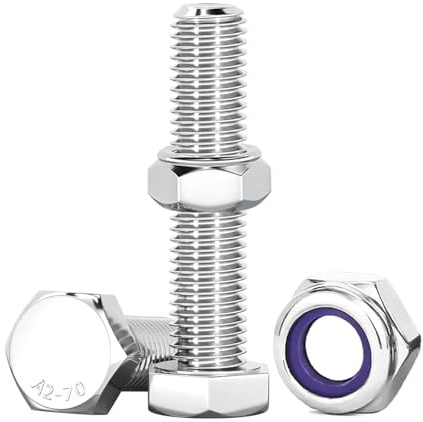 Drenky Nuts and Bolts Assortment, 10 Pcs Bolt and Nut Set 304 Stainless Steel M10 x 40mm for Machinery, Furniture, Car, Bike, Ship, 3D Printing