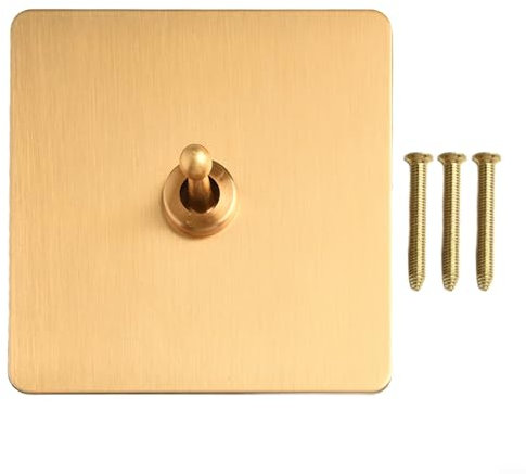 Interrupteur à bascule vintage en laiton, plaque murale de type 86, panneau à bascule rétro, bouton en métal de luxe pour décoration d'hôtel, maison, doré, 86 x 86 x 37 mm (1 bande)