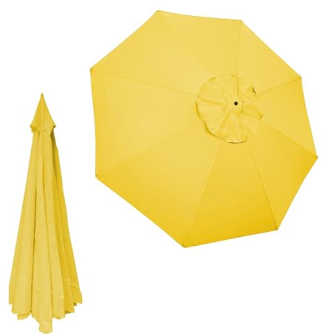 Sonnenschirm Ersatzbezug 2M 2.5M 2.7M 3M, 6/8 Streben Terrassenschirm Bespannung Stoffbezug, Ersatz-Sonnenschirm, Marktschirm Ersatzbespannung, Regenschirmstoff, Schirmabdeckung(Yellow,3M/8Ribs)