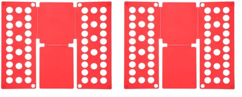 sourcing map Lot de 2 planches pliantes en plastique pour chemises, t-shirts, vêtements, organiseurs de t-shirts pour placard, armoire, tiroir, rangement facile des vêtements (rouge, 48 x 40 cm)