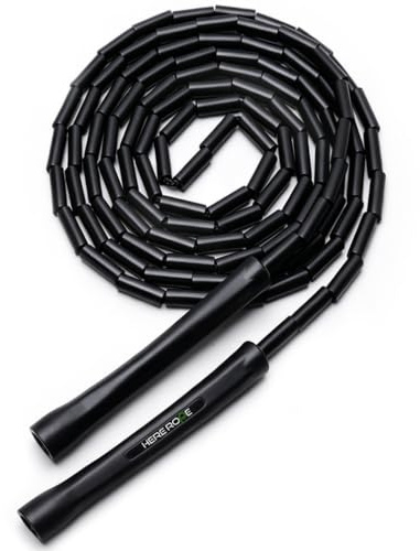 HEREROPE 3,1M justerbart pernhopprep – Sprickningsfria grepp, splittringsfria pärlor, förvirringsfritt | Perfekt för rytm, kontroll, cardio och fitness (svart)