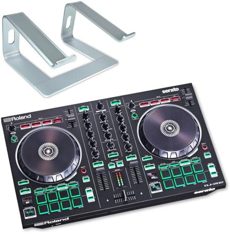 Roland DJ-202 - Controller USB DJ a 2 canali con supporto keepdrum, colore: Argento