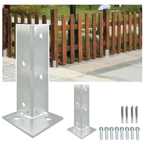 Base for palo da ponte, base di ancoraggio, staffe for base di recinzione in legno e acciaio inossidabile, con kit di viti, kit di legname, for ringhiera, cassetta postale 7x7x20 cm (2,8x2,8x8 pollici