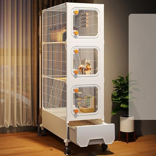 Kaninchenkäfig, Frettchenkäfig, Komplett Geschlossener Ausziehkäfig, Kleintierkäfig Mit Leiter Und Fußpolster for Chinchillas/Meerschweinchen/Kaninchen, Frettchenkäfige, Katzenkäfige(36 * 46 * 131cm)