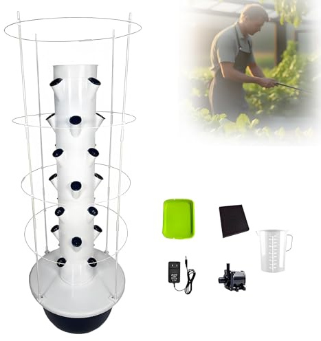EpyGnom Hydroponics Growing System Vertical Tower Aeroponic Tower Garden with Climbing trellis Detachable Colonization Cups Hydroponic Tower for Herbs Fruits and Vegetables 9Layer
