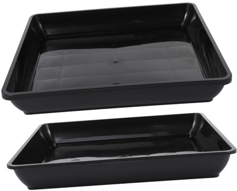 CAXUSD Soucoupe Pot Fleur Carrée Lot de 2 Plateaux pour Plantes D’Intérieur et Extérieur 35X35X4.8Cm Plastique Résistant Plateau Drainage pour Pots Bonsaï Plantes Balcon Bureau Jardin