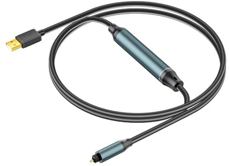 Wsdsgz Câble convertisseur de son USB vers fibre optique 24 bits SPDIF Port Connexion Adaptateur de transmission pour Home Cinéma Studio USB Fibre