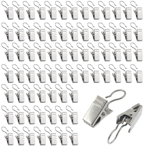 80 Stück Edelstahl Metall Vorhang Clips, Vorhang Haken, Curtain Hooks mit Haken, Vorhang Clips Metall,Gardinen Clips,Vorhang Klammern, Gardinen Klammern, Vorhangclips für Vorhänge,Fotos und Licht