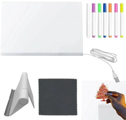 LED Zeichenbrett | Leuchtendes Acrylic Zeichenbrett Mit 7 Schnelltrocknenden Stiften,Leuchtender Notizblock Für Zuhause Vorschule Reisen Innenraum Schulen