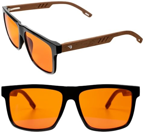 NOBLUE - Lunettes à filtre de lumière bleue pour homme et femme - Lunettes pour le soir - Lunettes d'ordinateur orange avec filtre bleu - Protection 100 % contre la lumière bleue pour les jeux, le