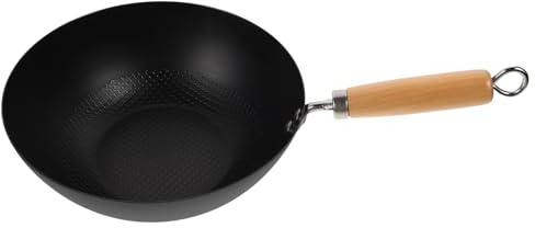 CLISPEED Petit Wok Fer Forgé pour Personne Poêle de Cuisson Compatible Gaz Petite Casserole Maison sans Revêtement Cuisson Pratique